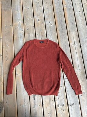 Conner Rust Red Waffle Knit Crewneck Sweater